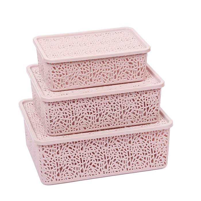 Набор корзин «ПАУТИНКА» с крышкой 3 шт