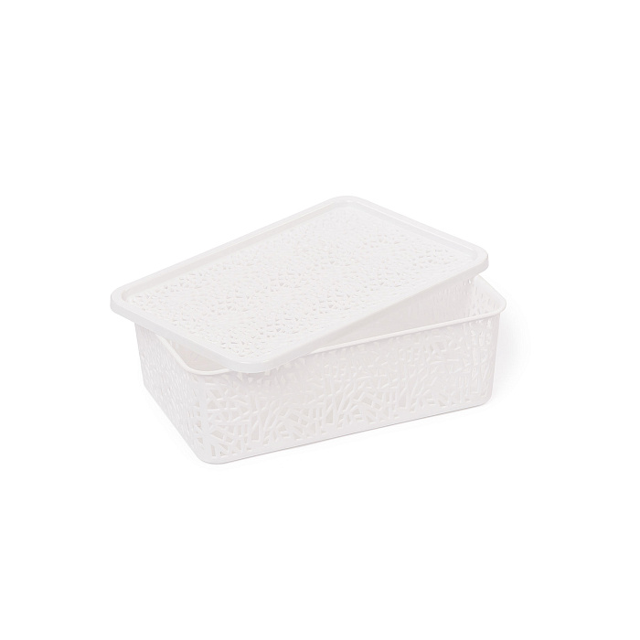 Корзинка с крышкой «ПАУТИНКА» №1 (25х16х8) белый