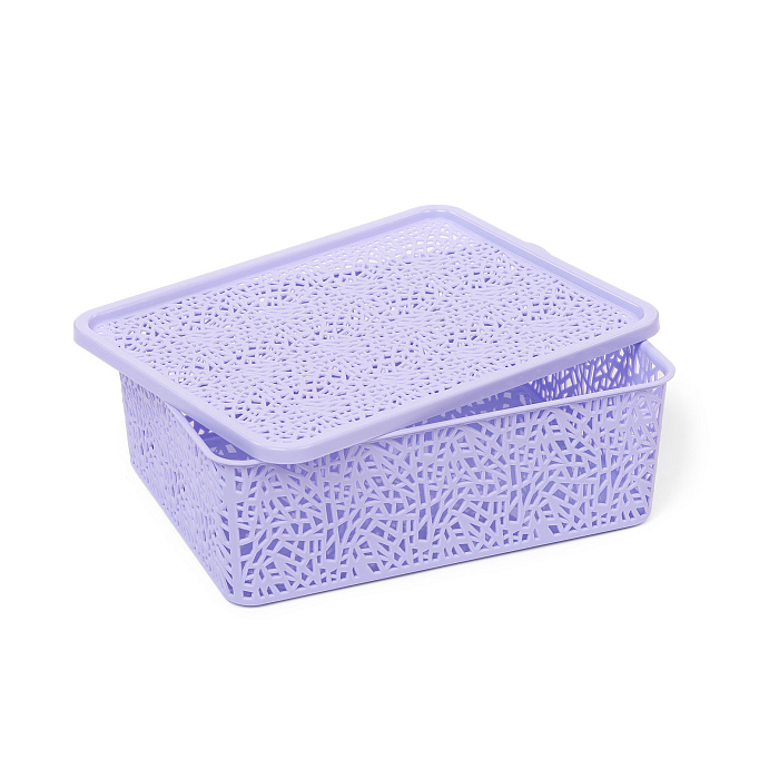 Корзинка с крышкой «ПАУТИНКА» №2 (29х22х10) фиалка