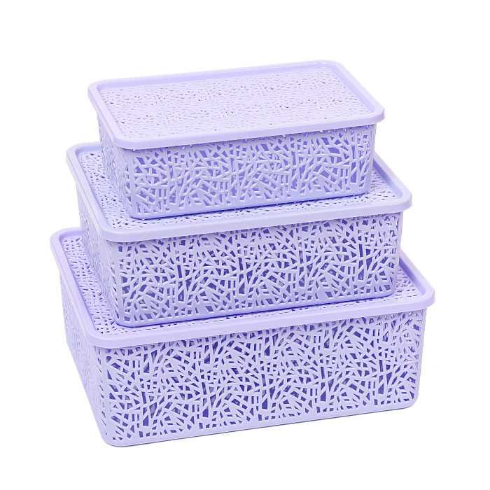 Набор корзин «ПАУТИНКА» с крышкой 3 шт