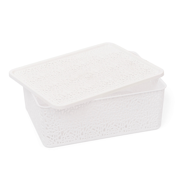 Корзинка с крышкой «ПАУТИНКА» №3 (33х25х12) белый