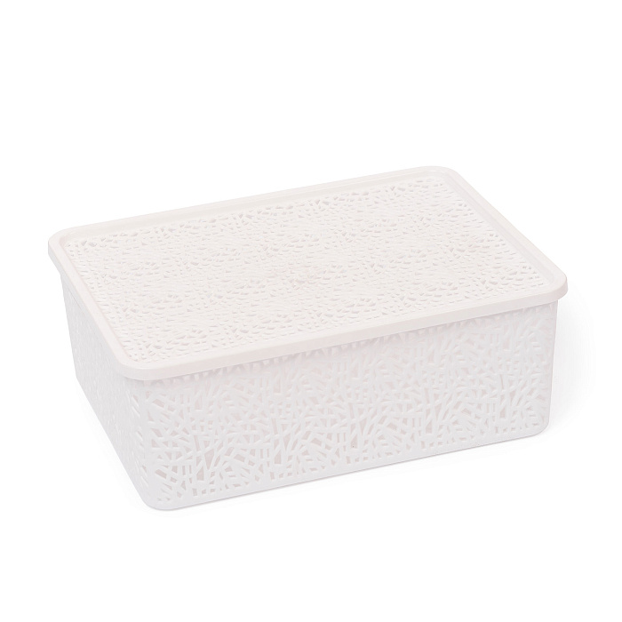 Корзинка с крышкой «ПАУТИНКА» №3 (33х25х12) белый