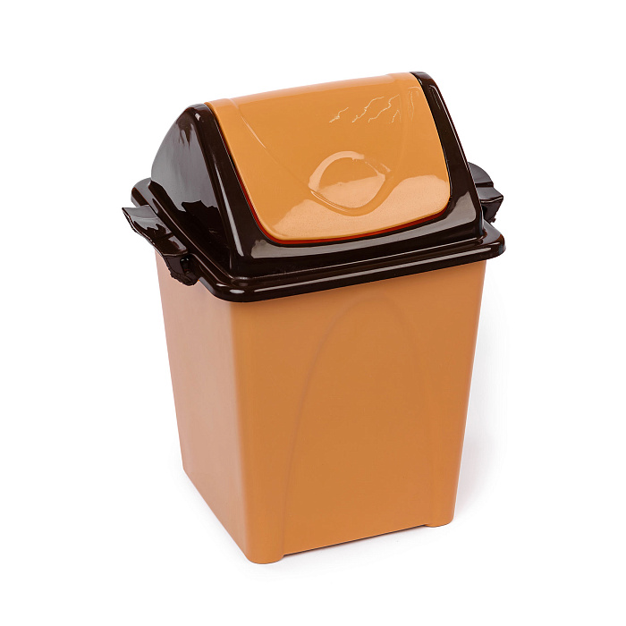 Ведро «Премиум» с плавающей крышкой 5 л бежевый/коричневый