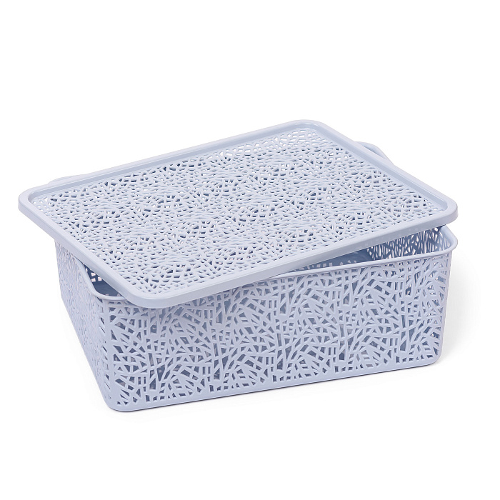 Корзинка с крышкой «ПАУТИНКА» №3 (33х5х12) серый