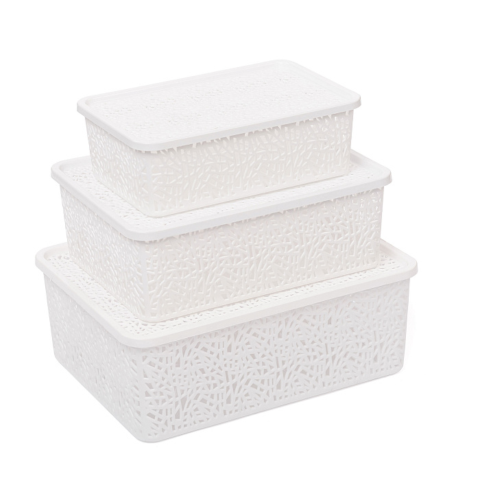 Набор корзин «ПАУТИНКА» с крышкой 3 шт