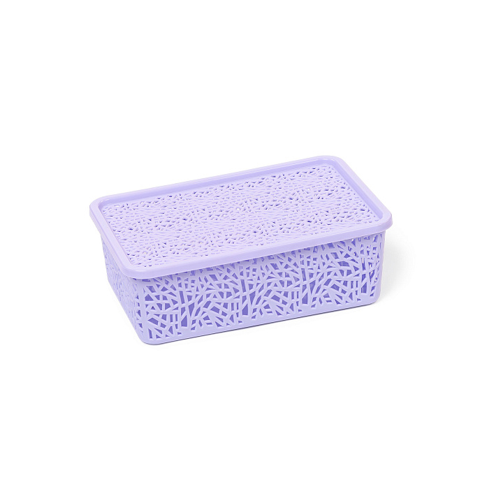 Корзинка с крышкой «ПАУТИНКА» №1 (25х16х8) фиалка