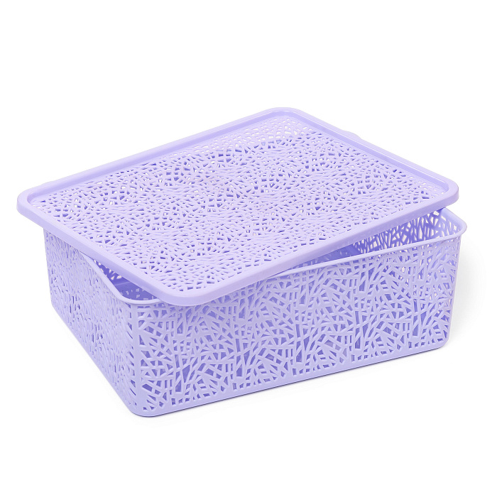 Корзинка с крышкой «ПАУТИНКА» №3 (33х25х12) фиалка