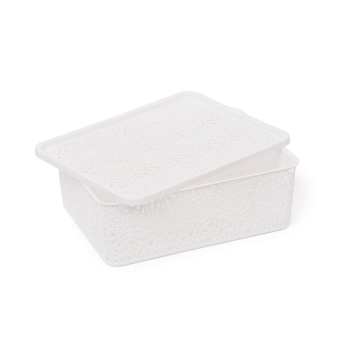 Корзинка с крышкой «ПАУТИНКА» №2 (29х22х10) белый