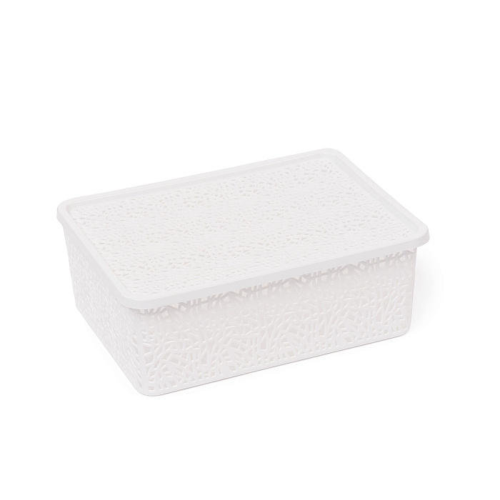 Корзинка с крышкой «ПАУТИНКА» №2 (29х22х10) белый